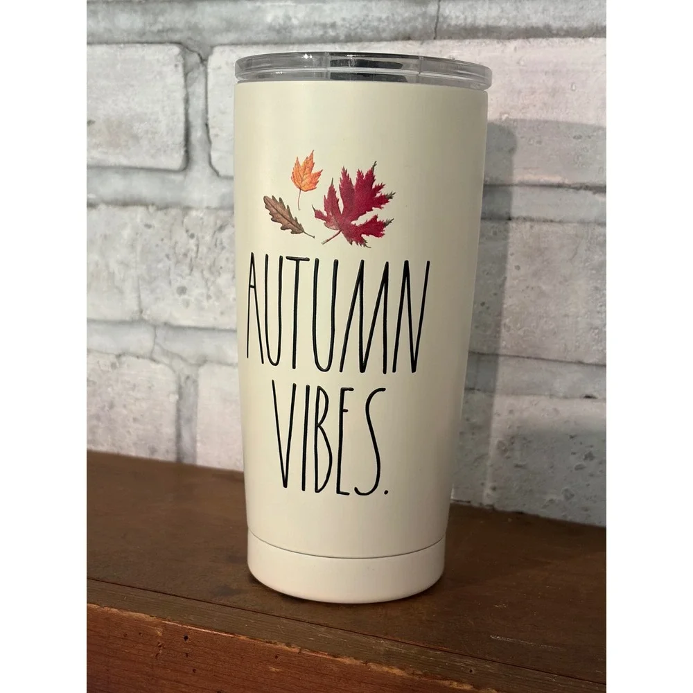 Rae Dunn Autumn Vibes 17 Oz Stainless Steel Tumbler Off White Fall Mug